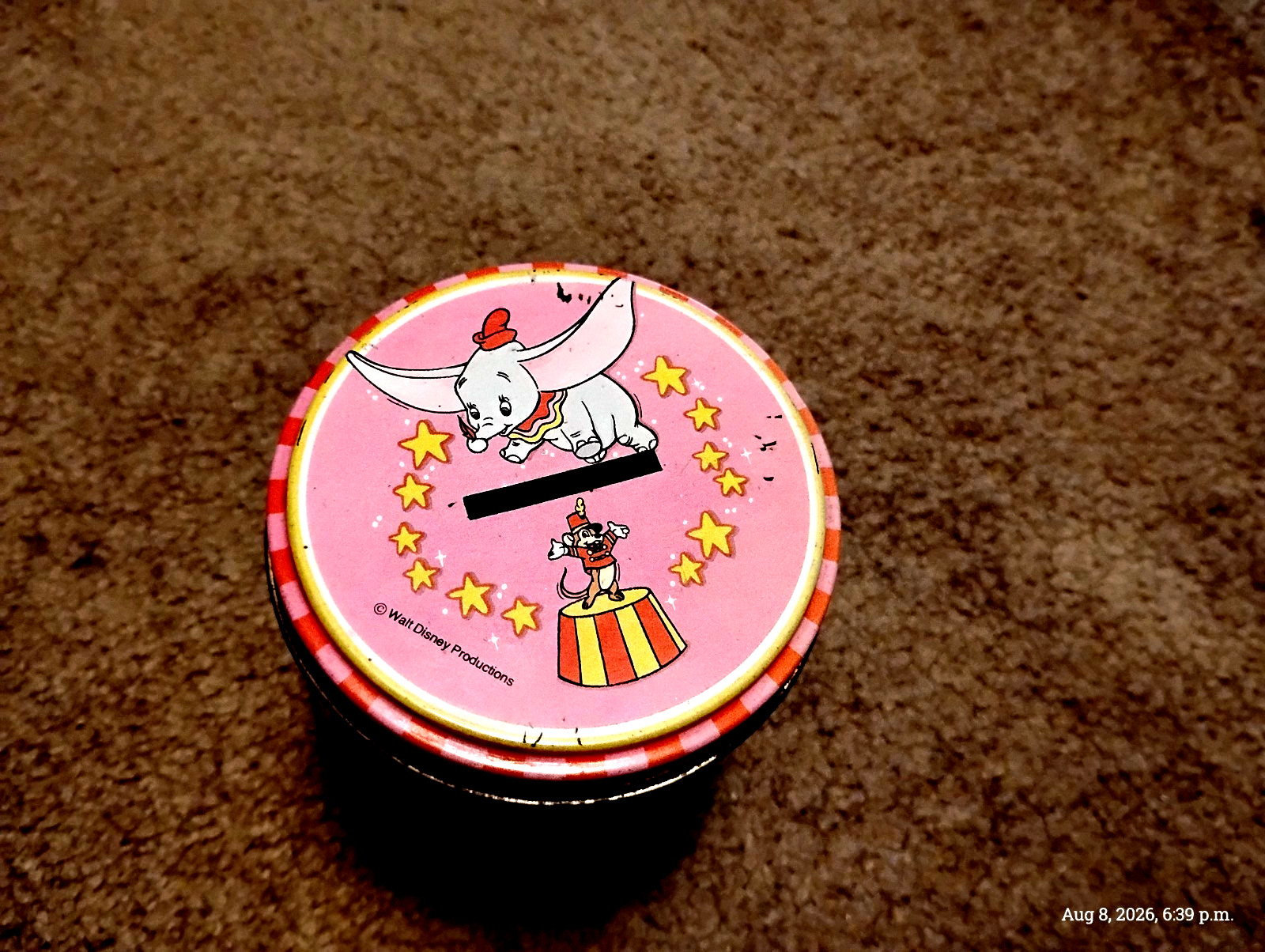 Vtge Kinnerlon Dumbo Bank Tin Walt Disney Production Disneyland Souvenir-1980\'s Vtge Kinnerlon Dumbo Bank Tin Walt Disney Production Disneyland Souvenir-1980\'s