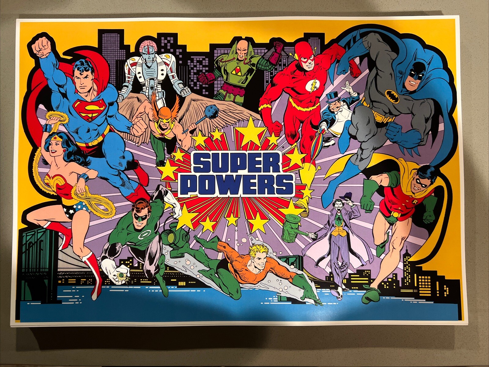 Poster DC Rare Toy Display Repro 2 Sided Flipped Art Super Powers 13x19 Kenner