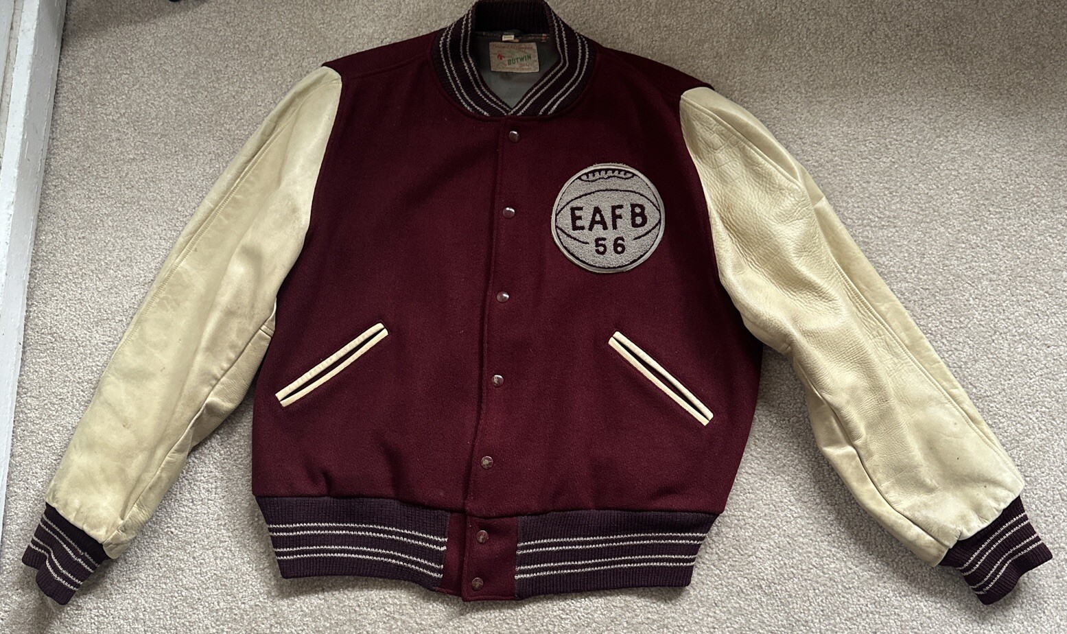 1956 edwards air force base letterman jacket Leather Sleeves Mens Size 40 Rare