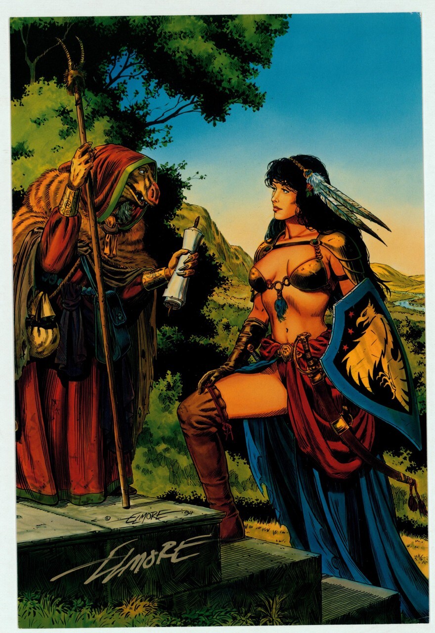 Signed Larry Elmore 1995 AD&D TSR D&D FPG Art Colossal Card #41 - Fantasy Woman Signed Larry Elmore 1995 AD&D TSR D&D FPG Art Colossal Card #41 - Fantasy Woman