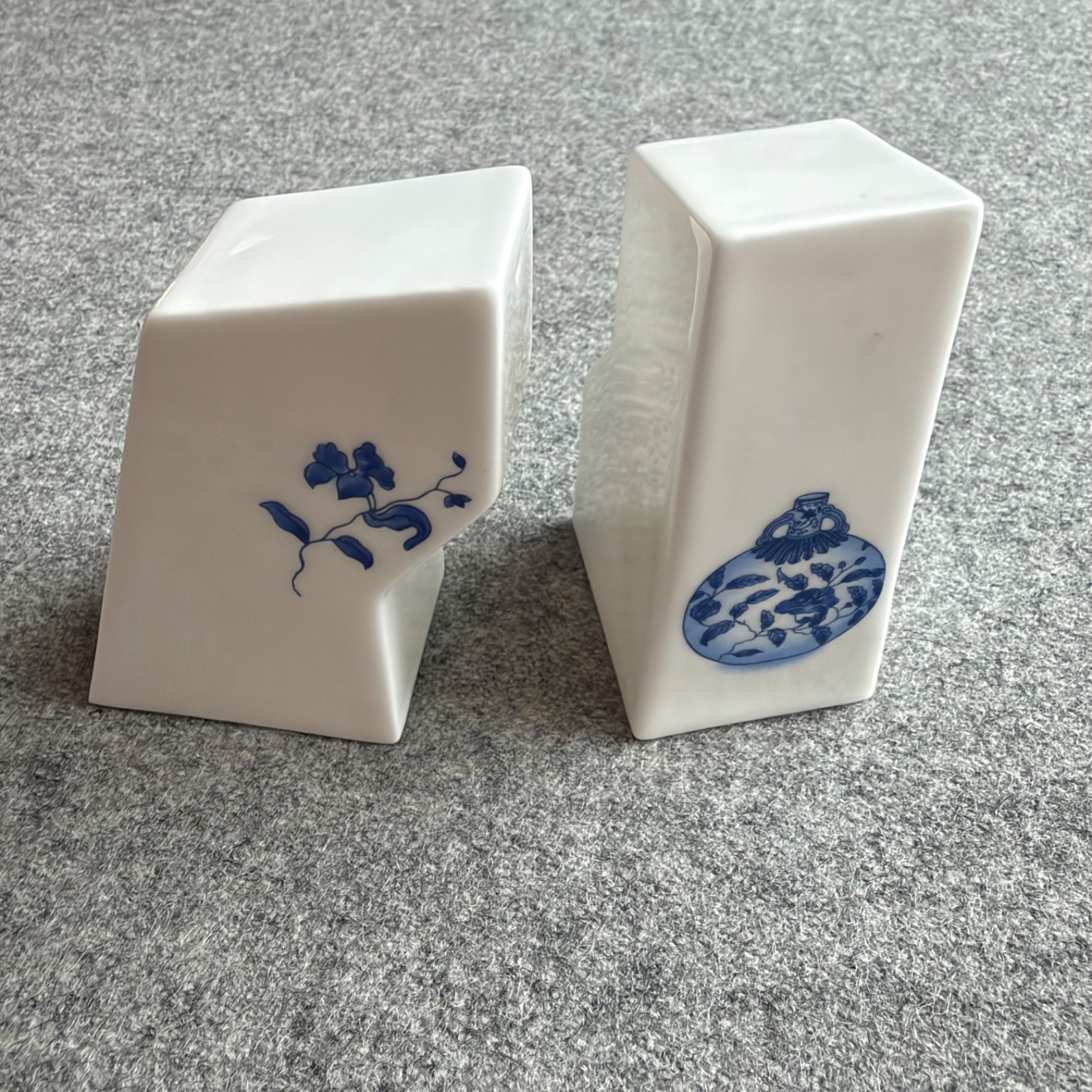Contemporary Delft Style Ceramic Salt & Pepper Shakers - Dutch Design