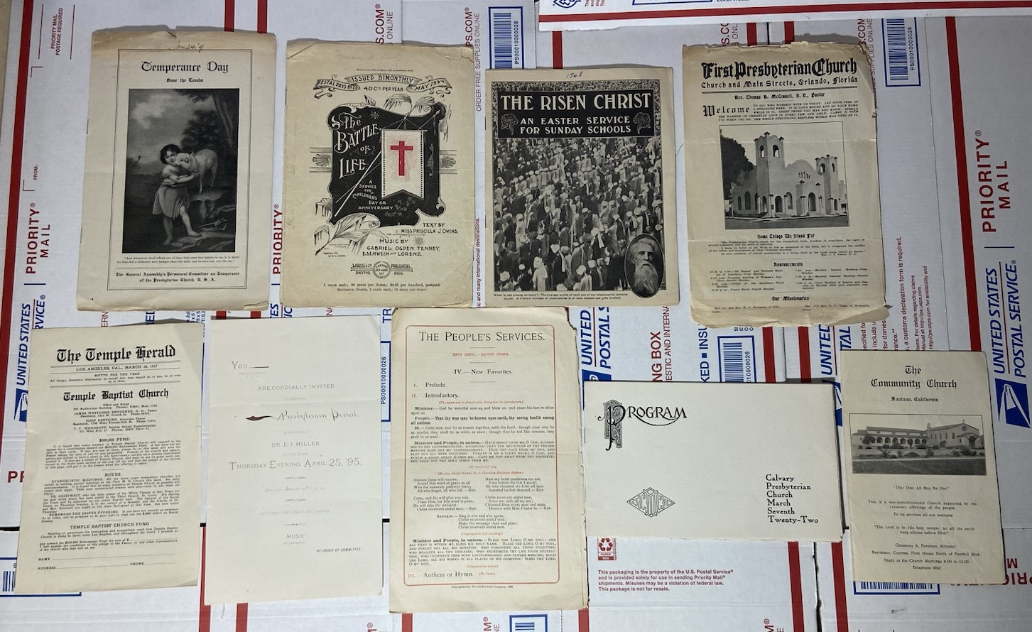 Lot of 9 Antique Church Programs First Presbyterian & More 1890\'s - 1920\'s Lot of 9 Antique Church Programs First Presbyterian & More 1890\'s - 1920\'s