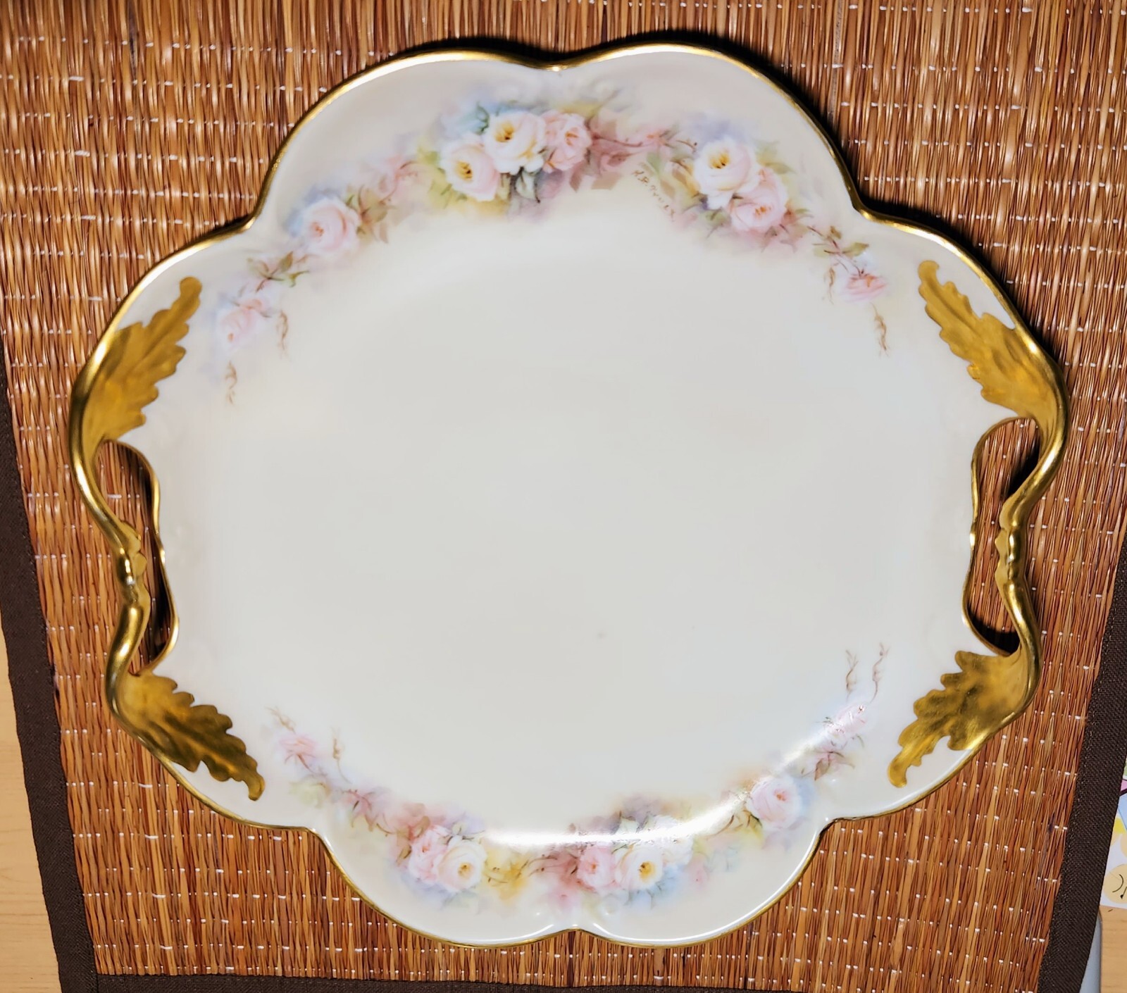 Antique Limoges Round Platter All Hand Painted Gilt Edge Signed K R TRUAX c 1900 Antique Limoges Round Platter All Hand Painted Gilt Edge Signed K R TRUAX c 1900