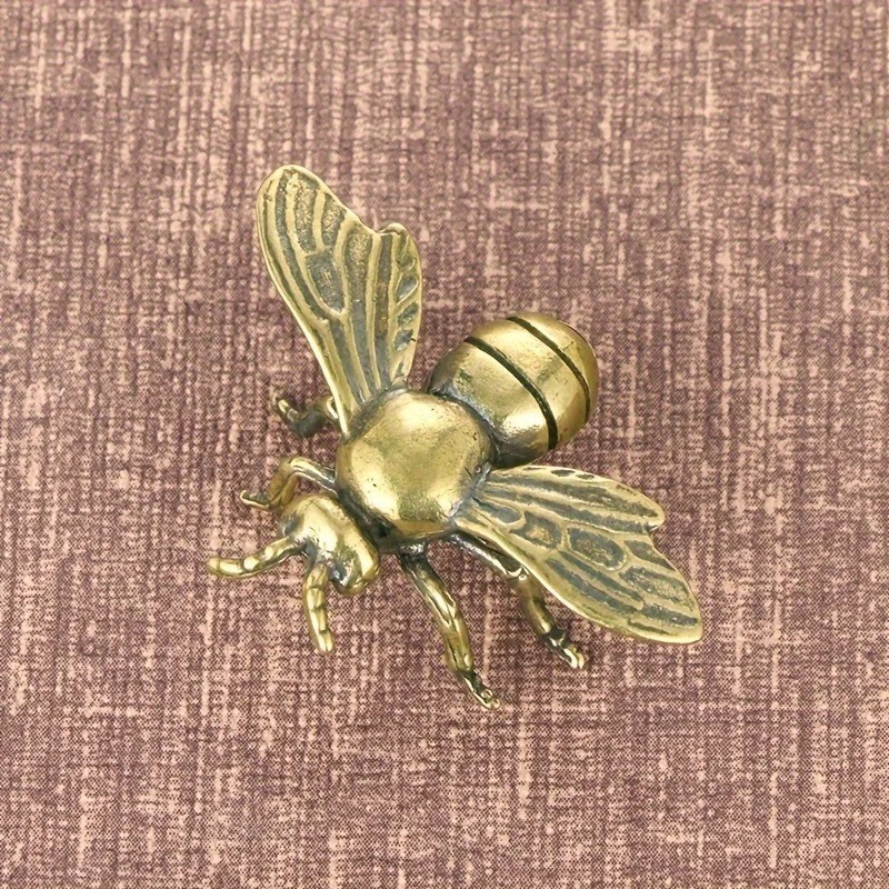 1pc Solid Brass Bee Figurine Antique Copper Desk Decor Collectible Gift - NEW***