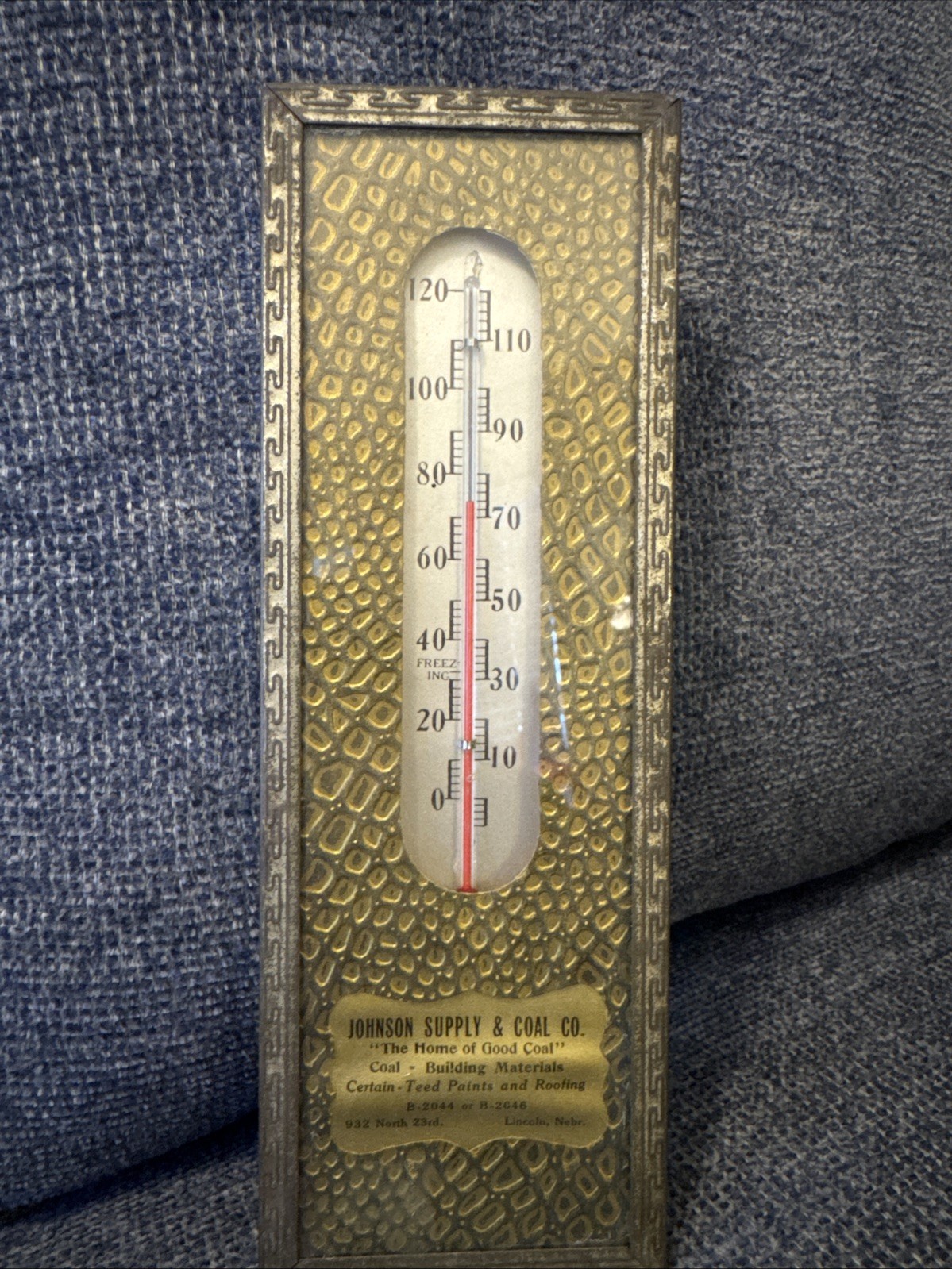 Vtge JSC Johnson Supply & Coal Co 1930s Thermometer.