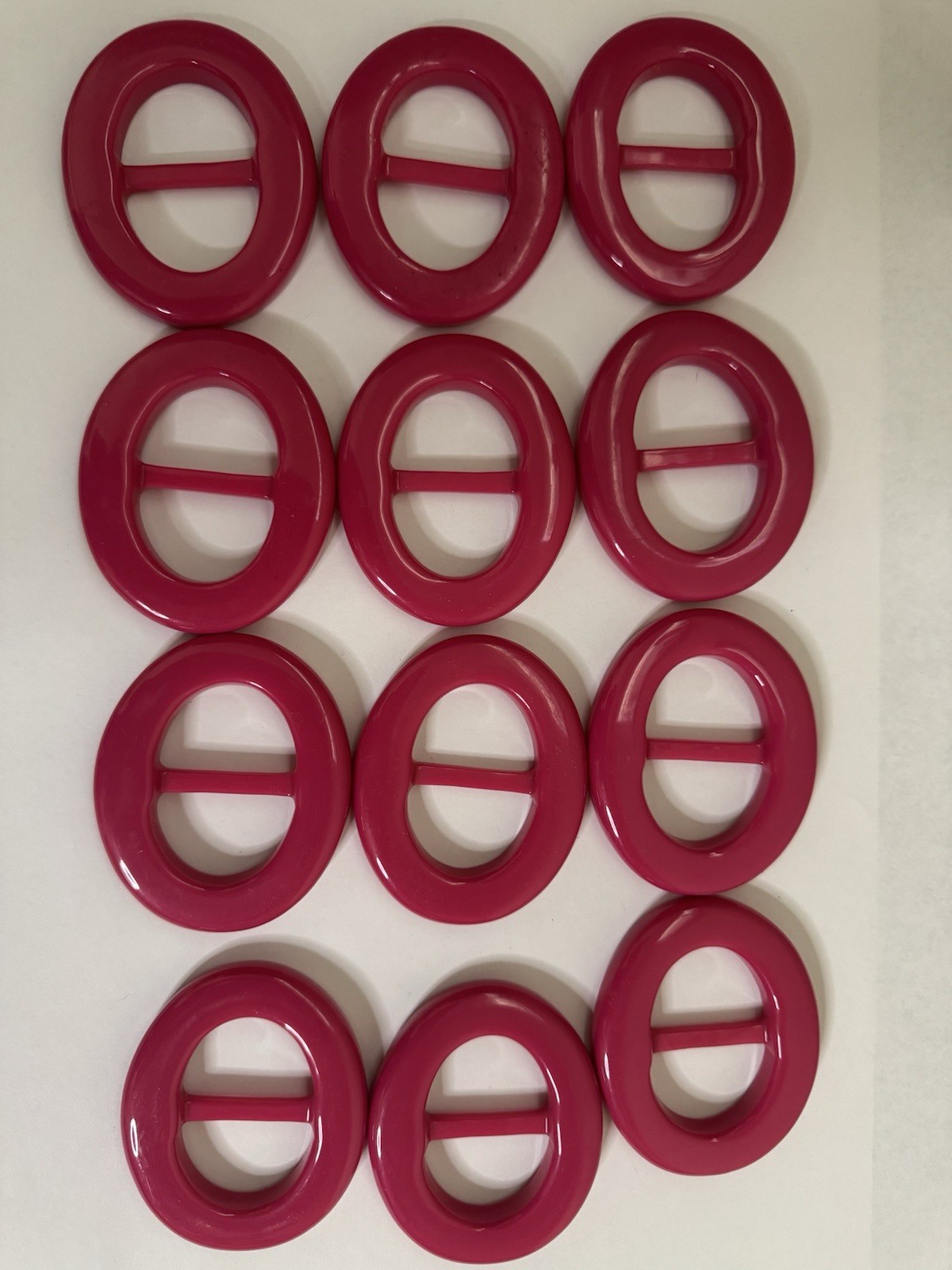 Vintage 1960s Hot Pink Lucite Plastic Belt Buckles Lot 12 Mod Sewing Craft