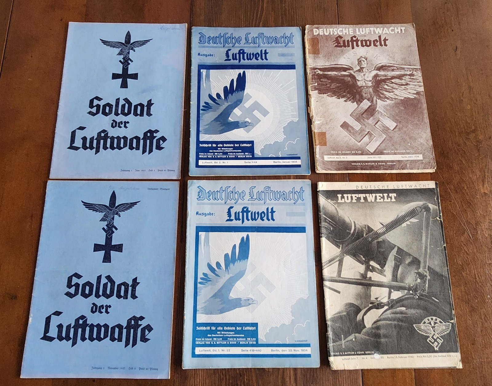 German WWII era Deutsche Luftwacht & Soldat der Luftwaffe lot of six German WWII era Deutsche Luftwacht & Soldat der Luftwaffe lot of six