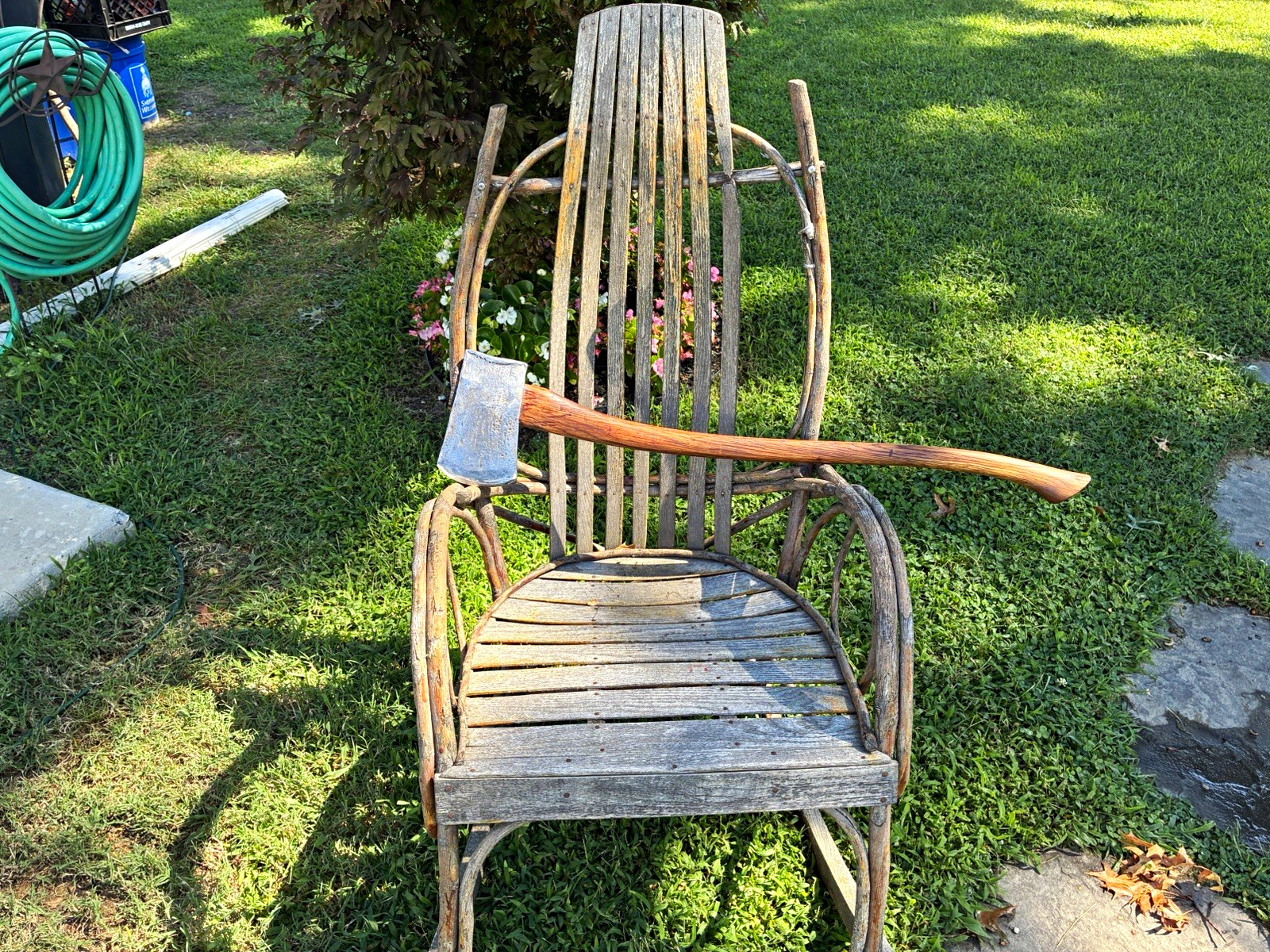 Vintage Original J.F. Mann Family Single Bit Axe With Wooden Handle Collectible