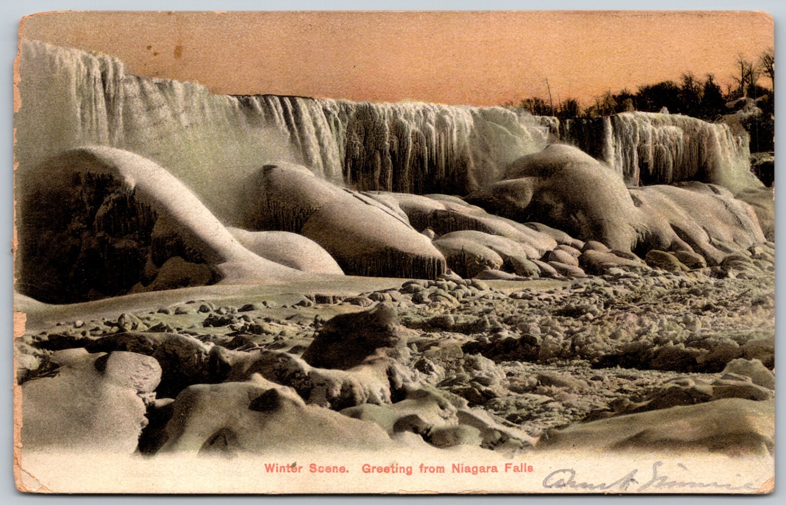 1907 Winter Scene Niagara Falls New York ANTIQUE Postcard 8032
