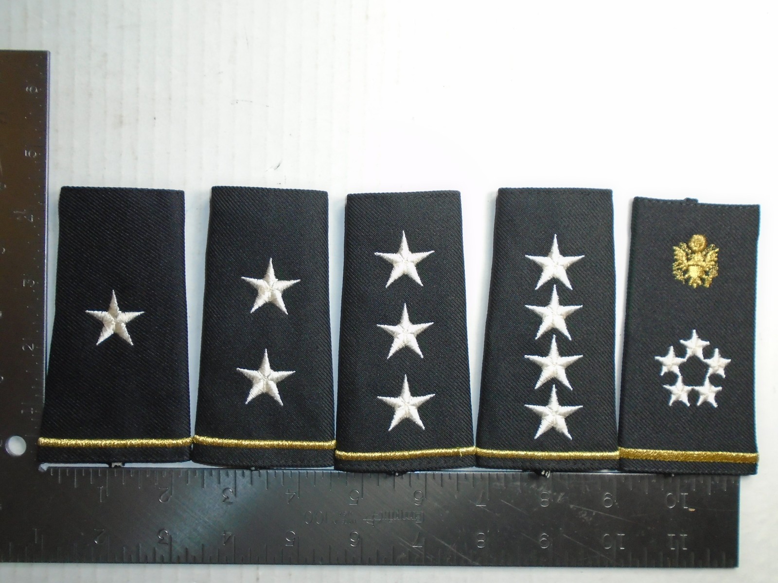 UNUSED Original US Army General 5-piece progression lot Shoulder Boards Marks