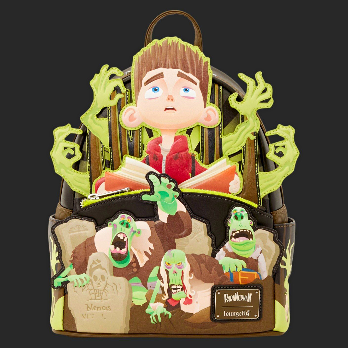 Loungefly ParaNorman Mini Backpack Glow Hands, Brown/Green/Black