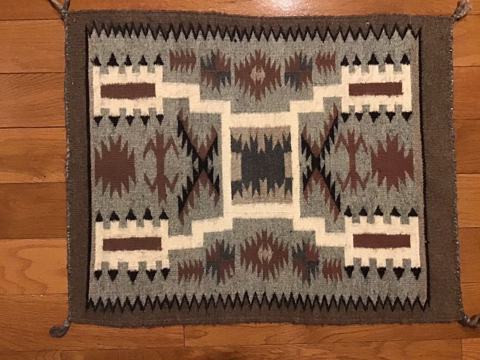 Vintage Storm Pattern Navajo Rug by Lisa Tsinnijinnie 23” X 18 1/2”