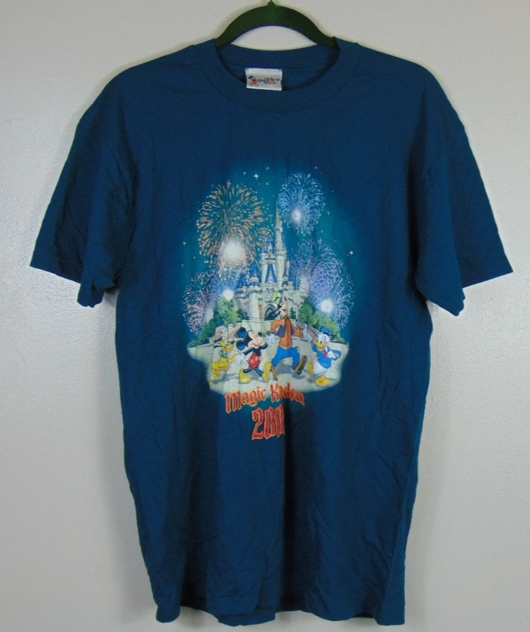 Vintage Walt Disney World 2000 T-Shirt Donald Mickey Goofy Pluto Y2K USA Medium