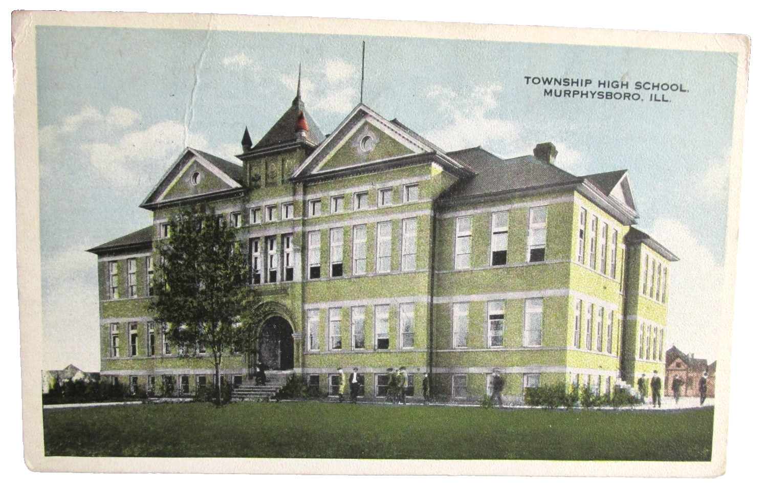 1918 MURPHYSBORO ILLINOIS IL Postcard Township High School, Posted White Border 1918 MURPHYSBORO ILLINOIS IL Postcard Township High School, Posted White Border
