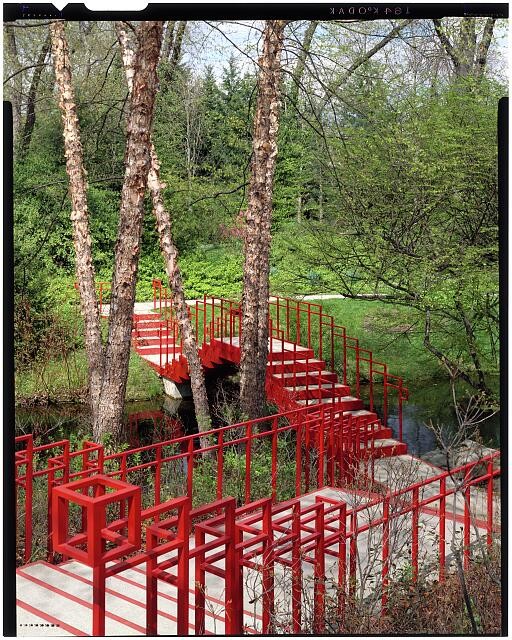 Midland Michigan Alden B Dow House Studio 1960s Red Stairs Over Stream