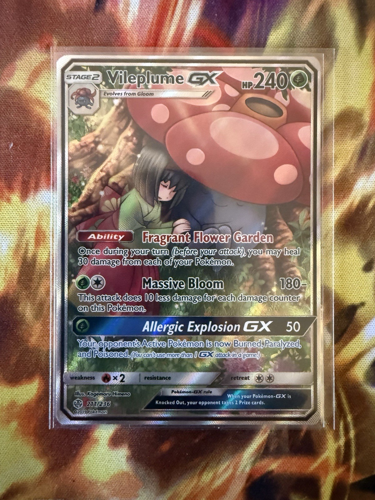 Pokémon TCG Vileplume GX Cosmic Eclipse 211/236 Holo Full Art Ultra Rare
