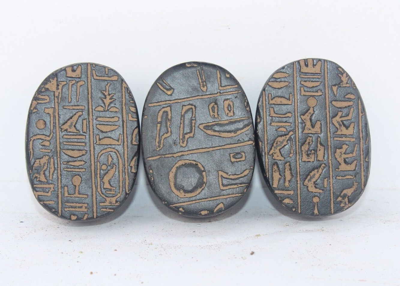 3 UNIQUE PHARAONIC HANDMADE ANCIENT EGYPTIAN Stone Old Scarab (BD) 3 UNIQUE PHARAONIC HANDMADE ANCIENT EGYPTIAN Stone Old Scarab (BD)