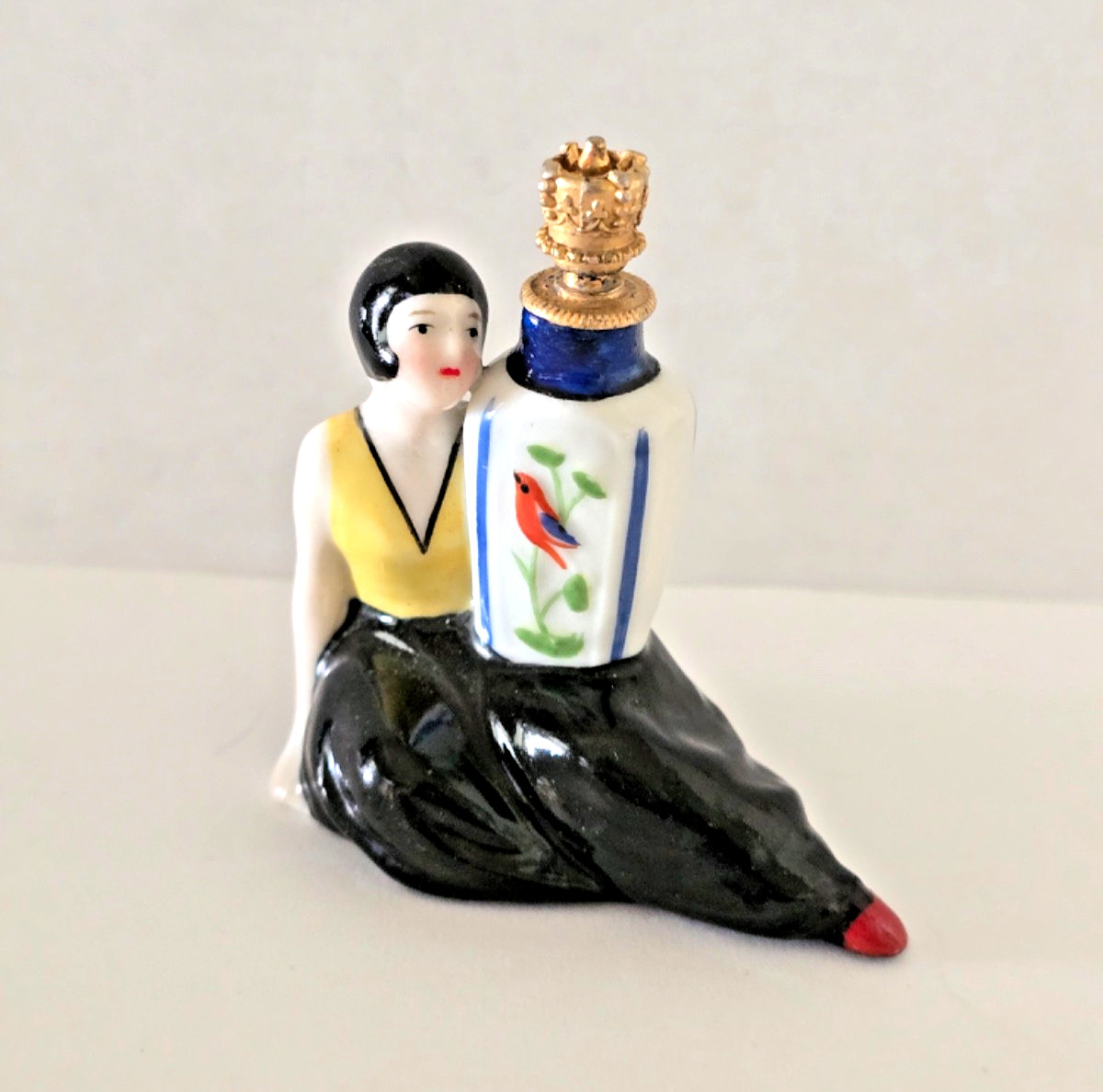 Vintage Antique Deco Perfume Bottle German Crown Top Flapper 1920s GORGEOUS Vintage Antique Deco Perfume Bottle German Crown Top Flapper 1920s GORGEOUS