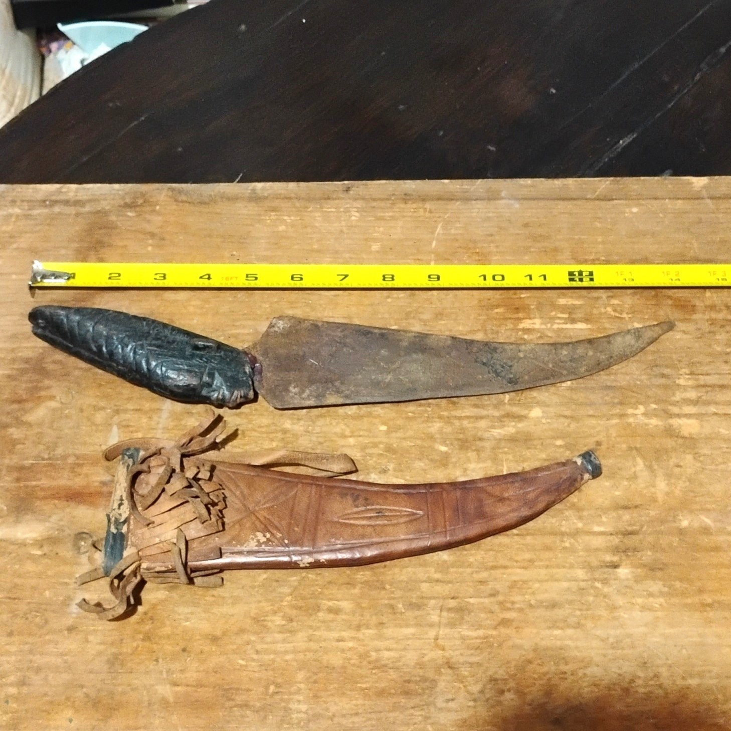 Antique/Vintage African Sudanese Tribal Dagger  Carved Wood Head Handle Ethnic