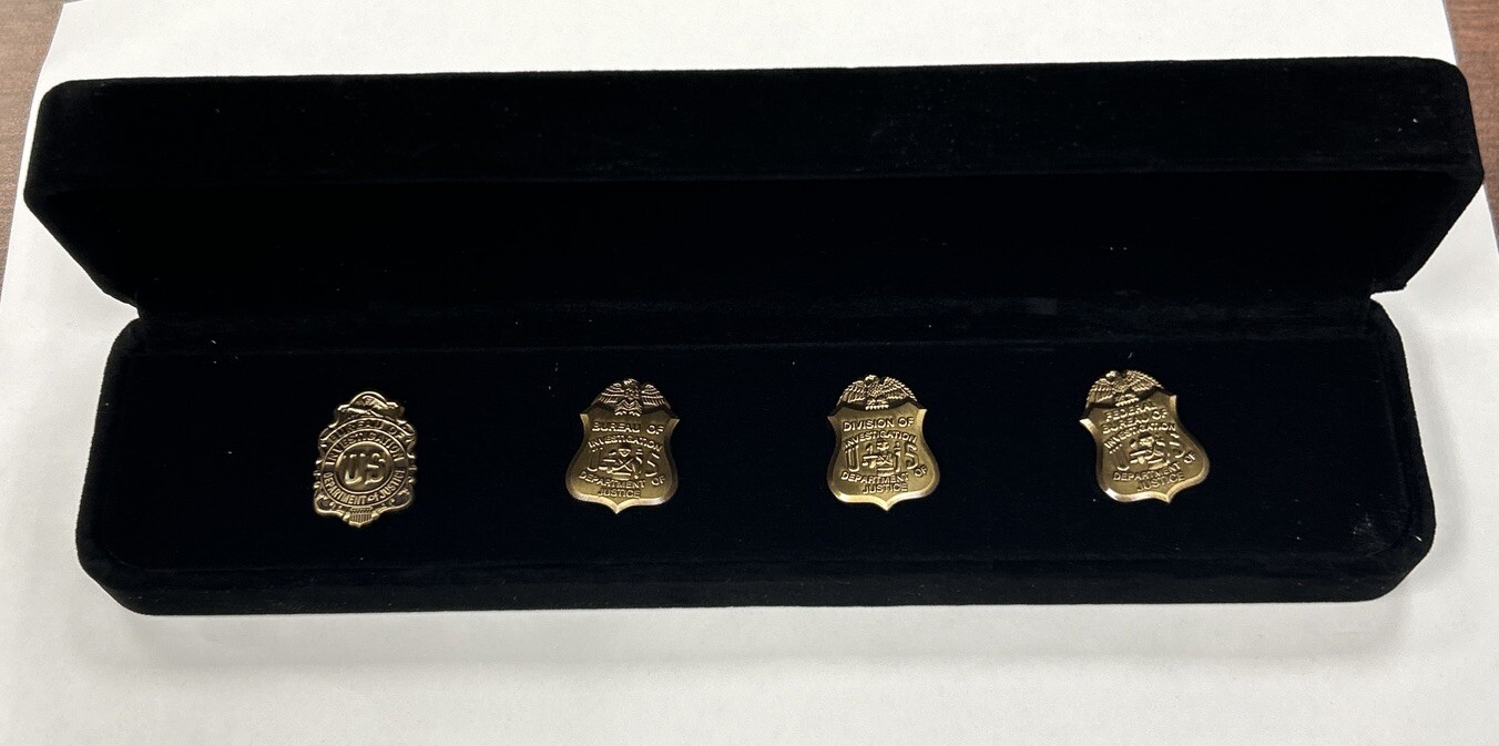 DOJ FBI  Historical Lapel Pin Badges Set Of 4  - New