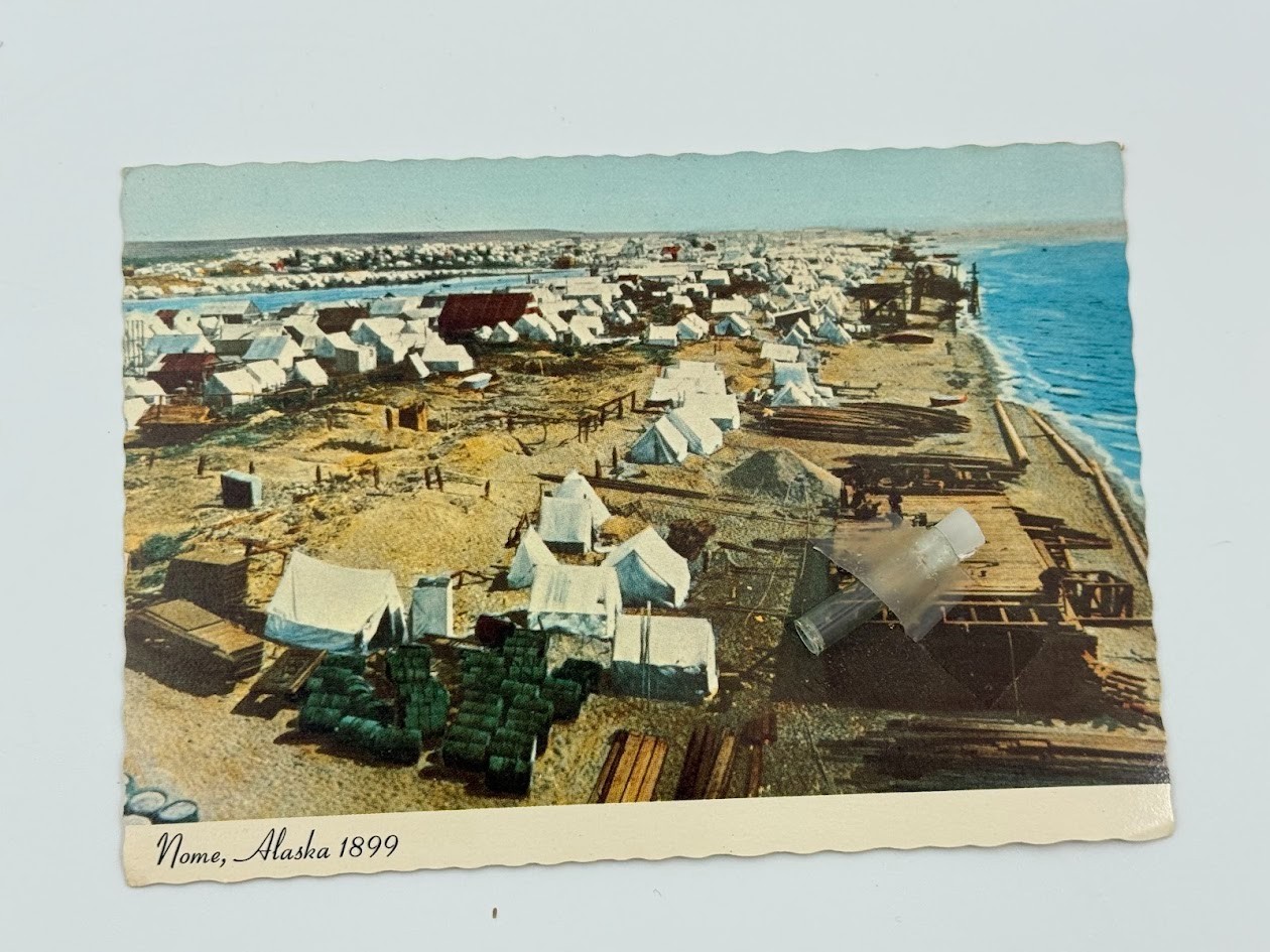 Nome AK Alaska Gold Mining Tent Town Beach Postcard Souvenir Bering Sea