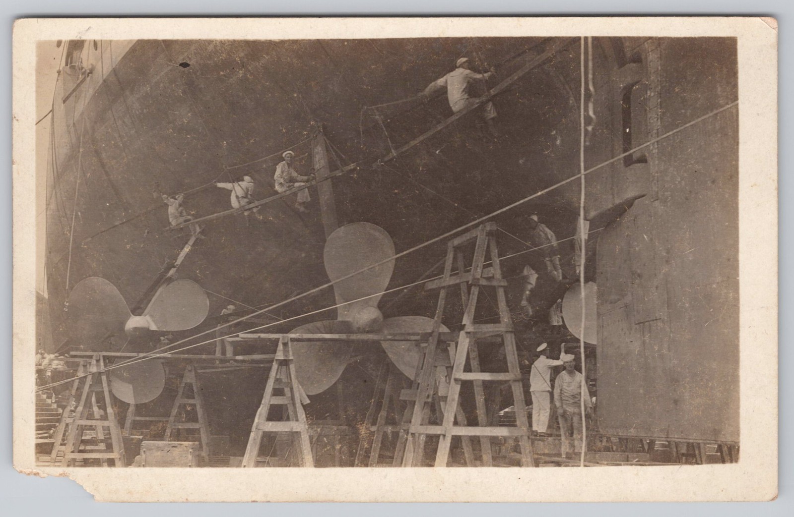 Scenic View Workers Ship Propellers Maintenance RPPC Real Photo Postcard Scenic View Workers Ship Propellers Maintenance RPPC Real Photo Postcard