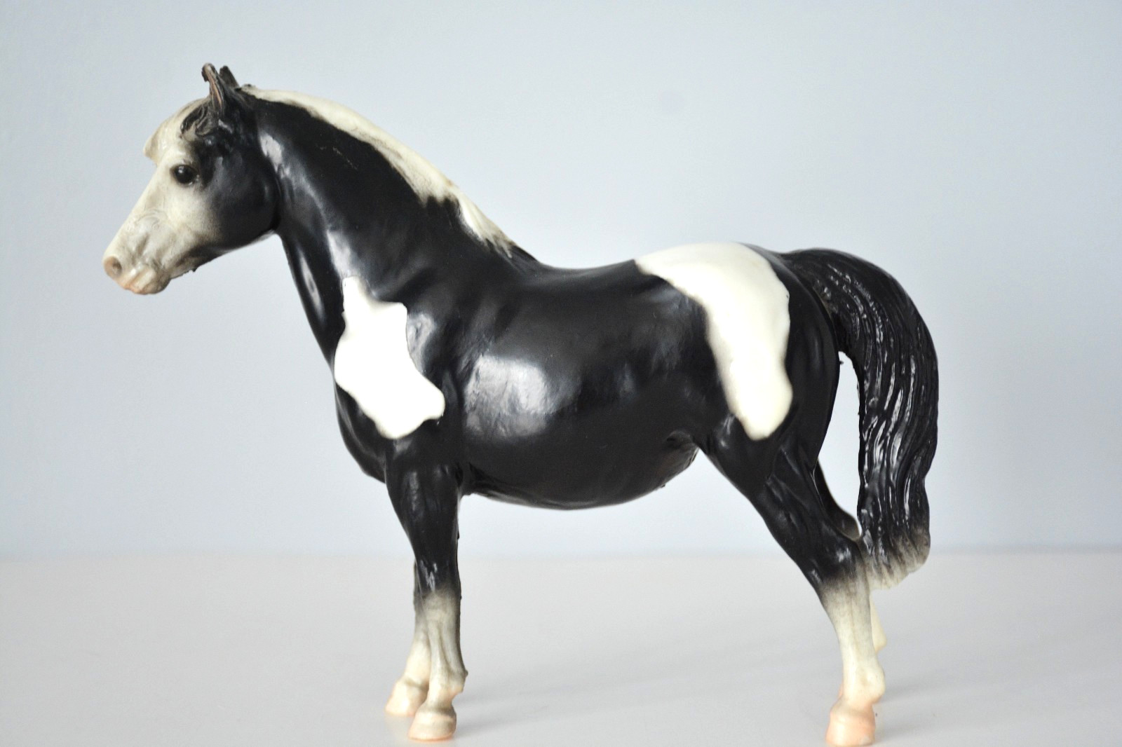 Breyer #21 Shetland Pony Black Pinto Horse 1960s-70s Early Mold Mark Vintage