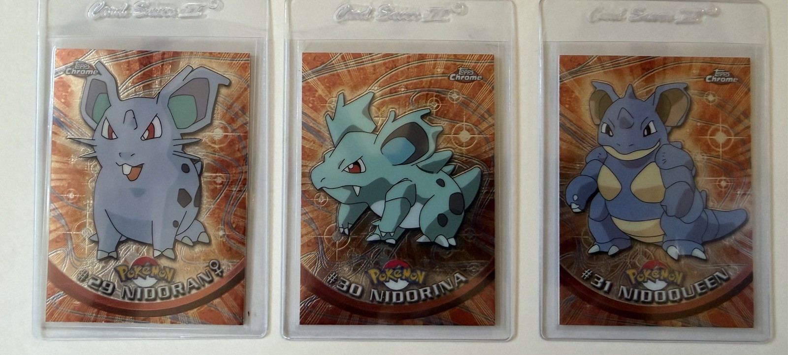 2000 Pokemon Topps Chrome Nidoqueen #31 Nidorina #30 Nidoran #29 High Grade 2000 Pokemon Topps Chrome Nidoqueen #31 Nidorina #30 Nidoran #29 High Grade