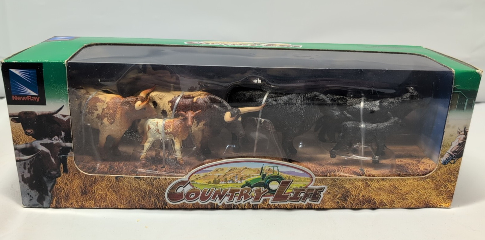 NewRay Country Life Cattle Longhorn Angus Hereford NIB Vintage 2004