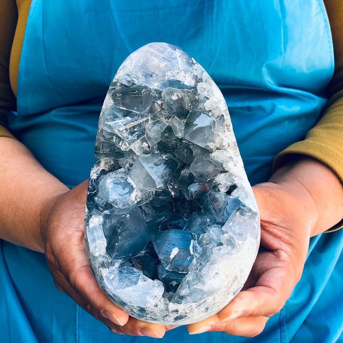 4.48 LB Large Natural Celestite Geode Crystal Cluster Healing Specimen 4473