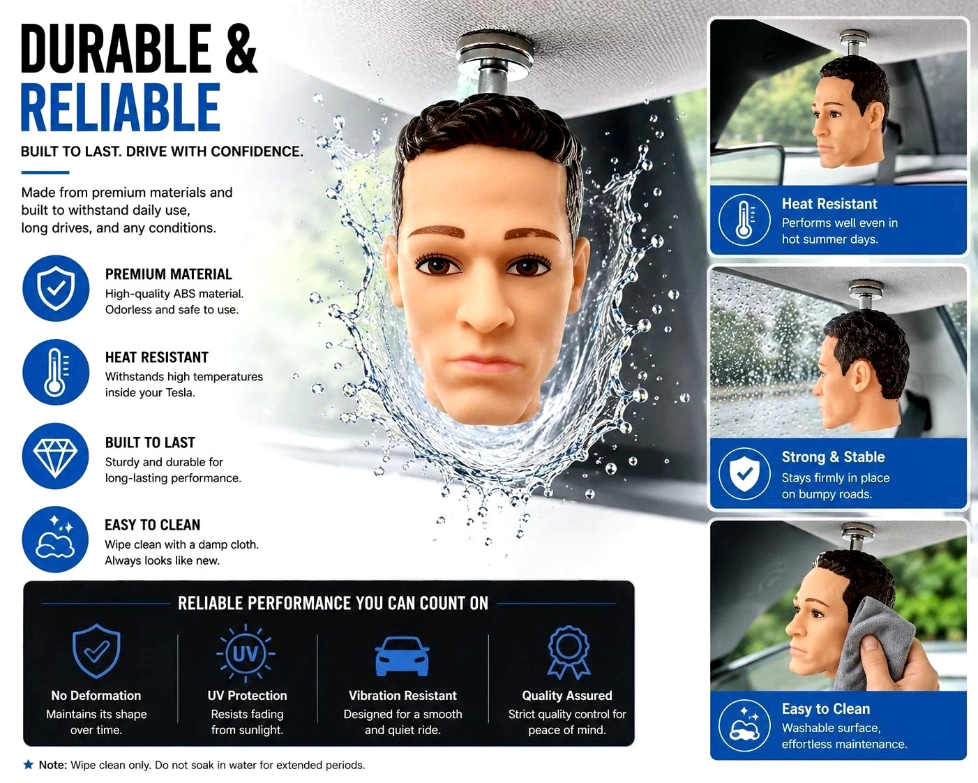 Fun Magnetic Mini Head Tesla Figurine | Car Interior No NAG Ornament | FSD Nag