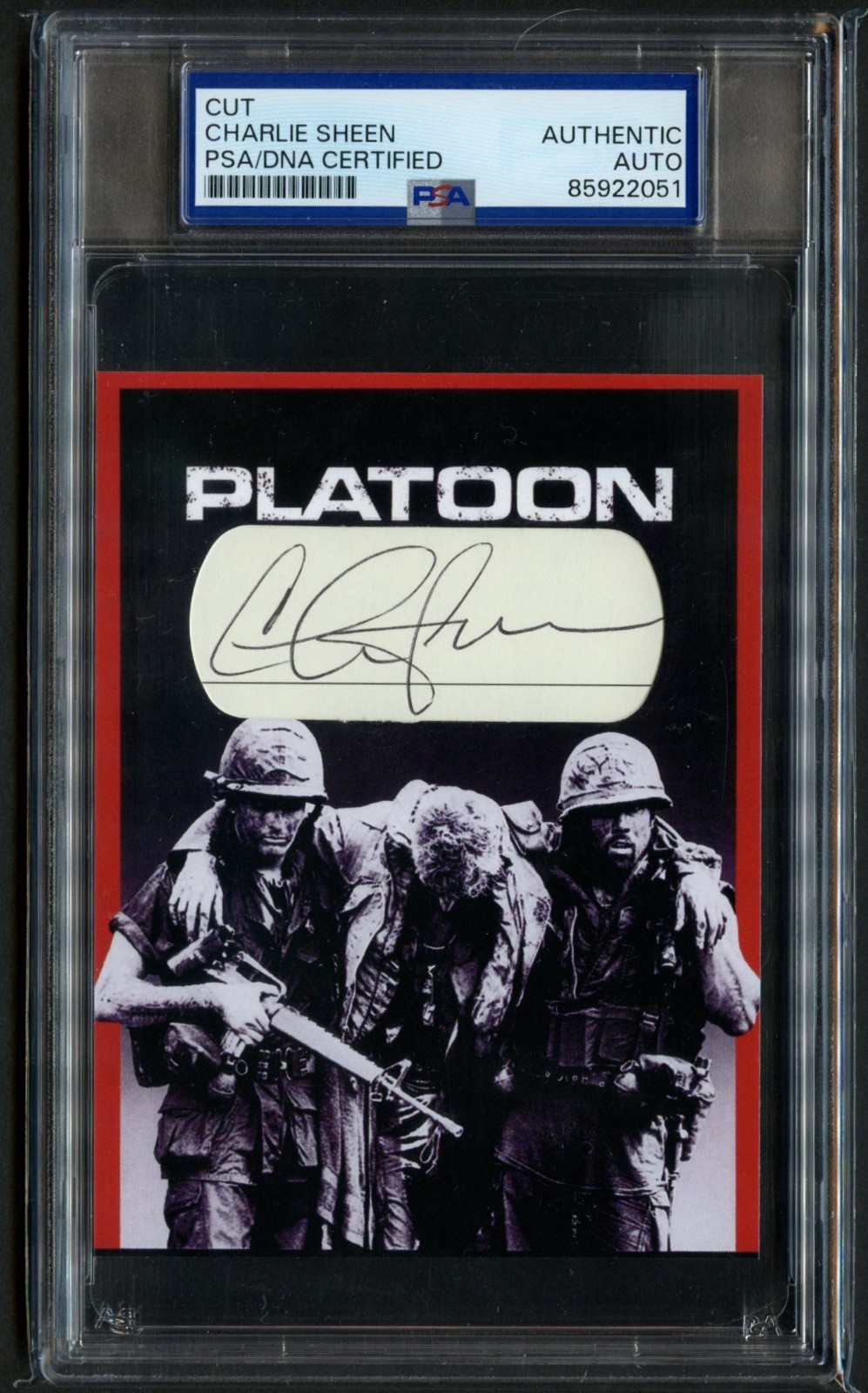 Charlie Sheen signed autograph 3.5x4.5 Actor Platoon Custom Cut PSA Slabbed