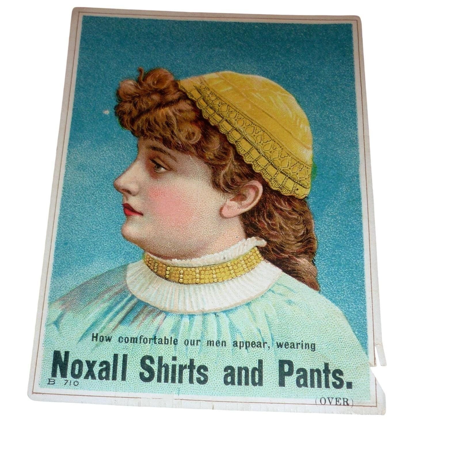 Antique Noxall Shirts and Pants Trade Card Victorian Advertising Ephemera B 710 Antique Noxall Shirts and Pants Trade Card Victorian Advertising Ephemera B 710