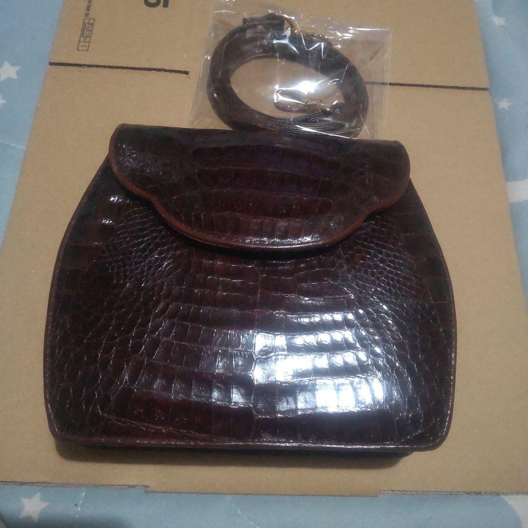 Lacoste Vintage Shoulder Bag Crocodile Embossed Brown Women Rare French Model LI