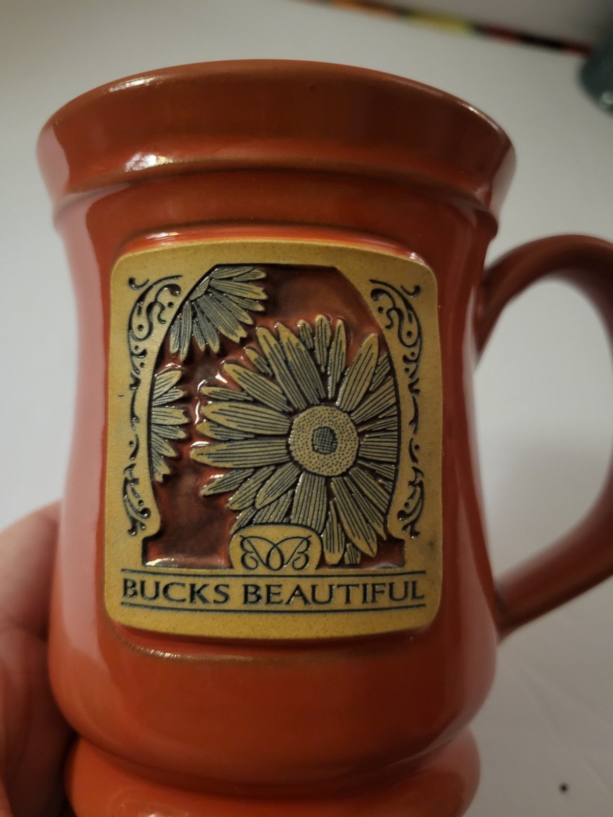 Deneen Pottery 'Bucks Beautiful' Hand Thrown Coral Cup Mug 2022