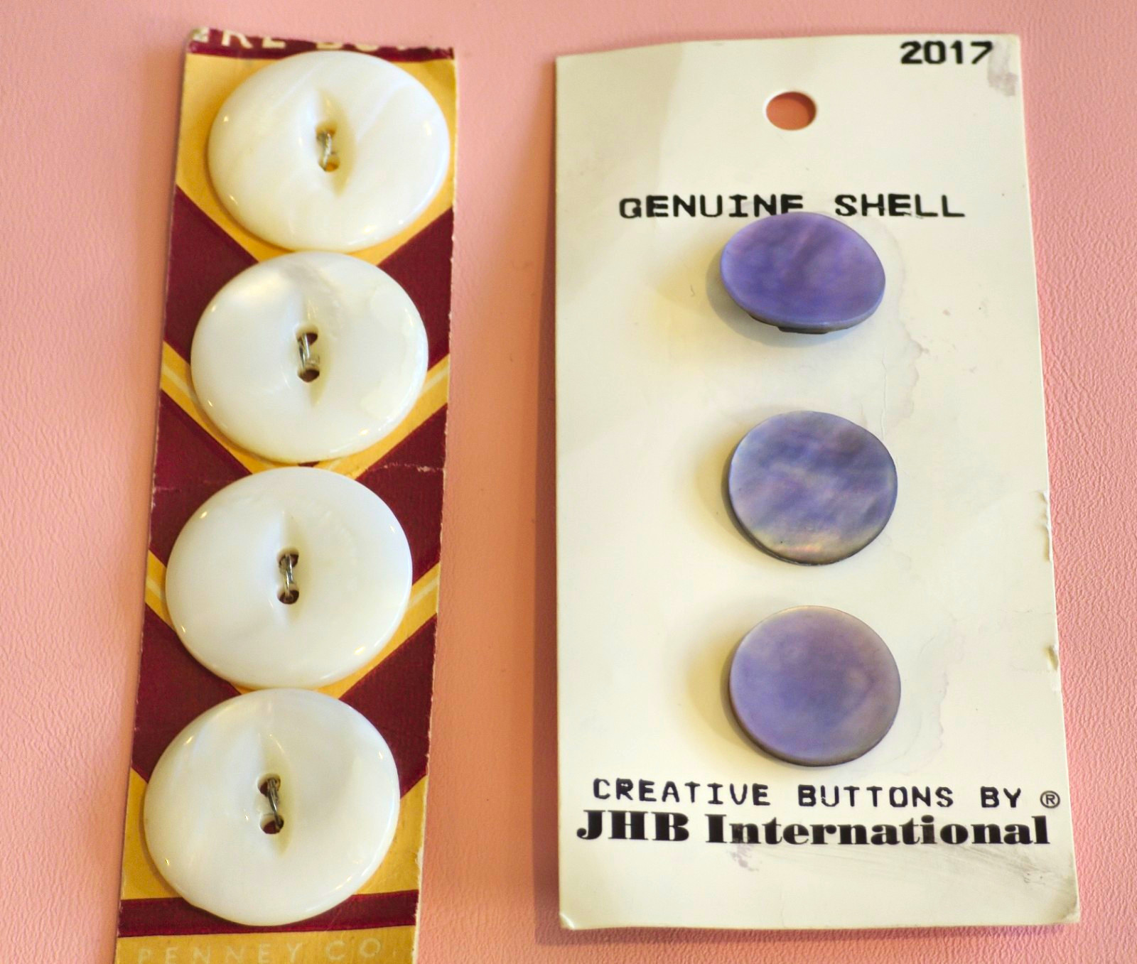 Vintage Genuine Shell Buttons JHB International Spain Penney Co White Purple 7 Vintage Genuine Shell Buttons JHB International Spain Penney Co White Purple 7