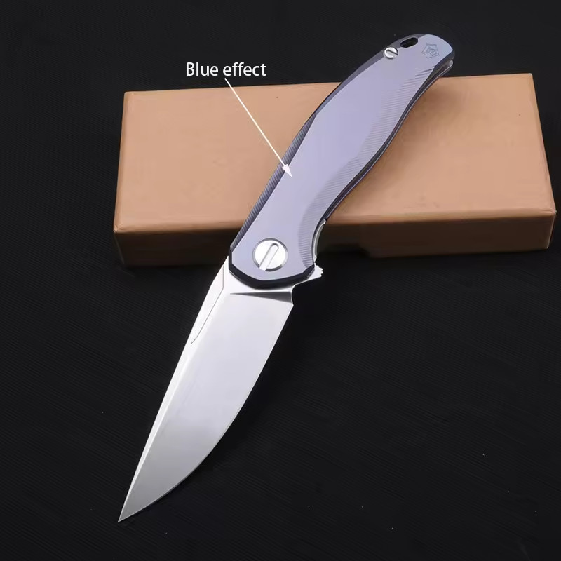 New TC4 Titanium Alloy Blue Gray Effect Tactical Outdoor Camping EDC Pocketknife