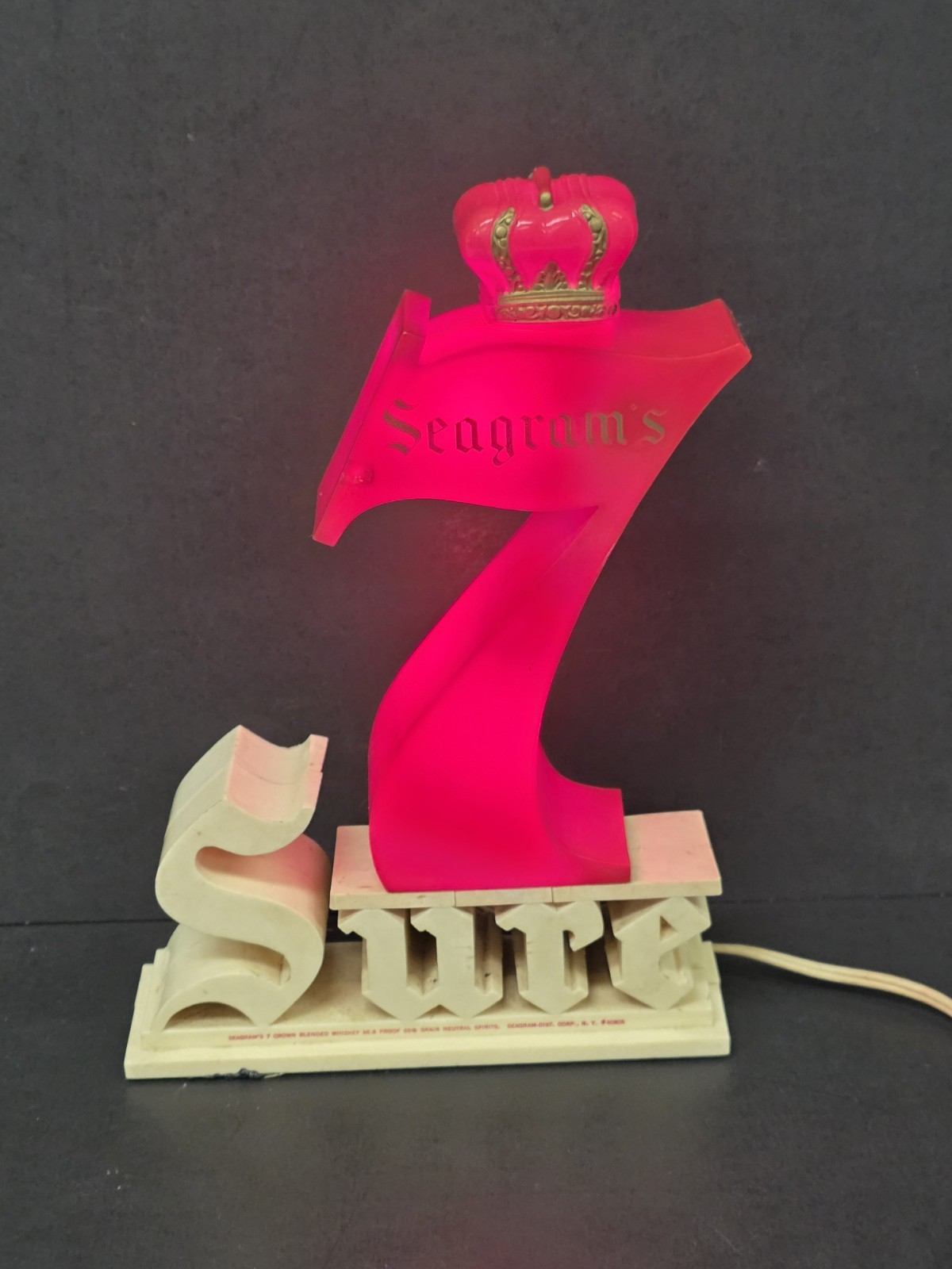 Vintage (1950S) Seagram’s 7 Working Bar Lamp, \ Vintage (1950S) Seagram’s 7 Working Bar Lamp, \