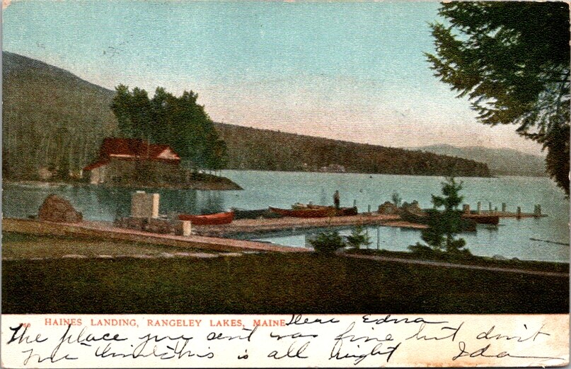 Vintage Postcard Haines Boat Landing at Rangeley Lakes Maine ME 1906        S514