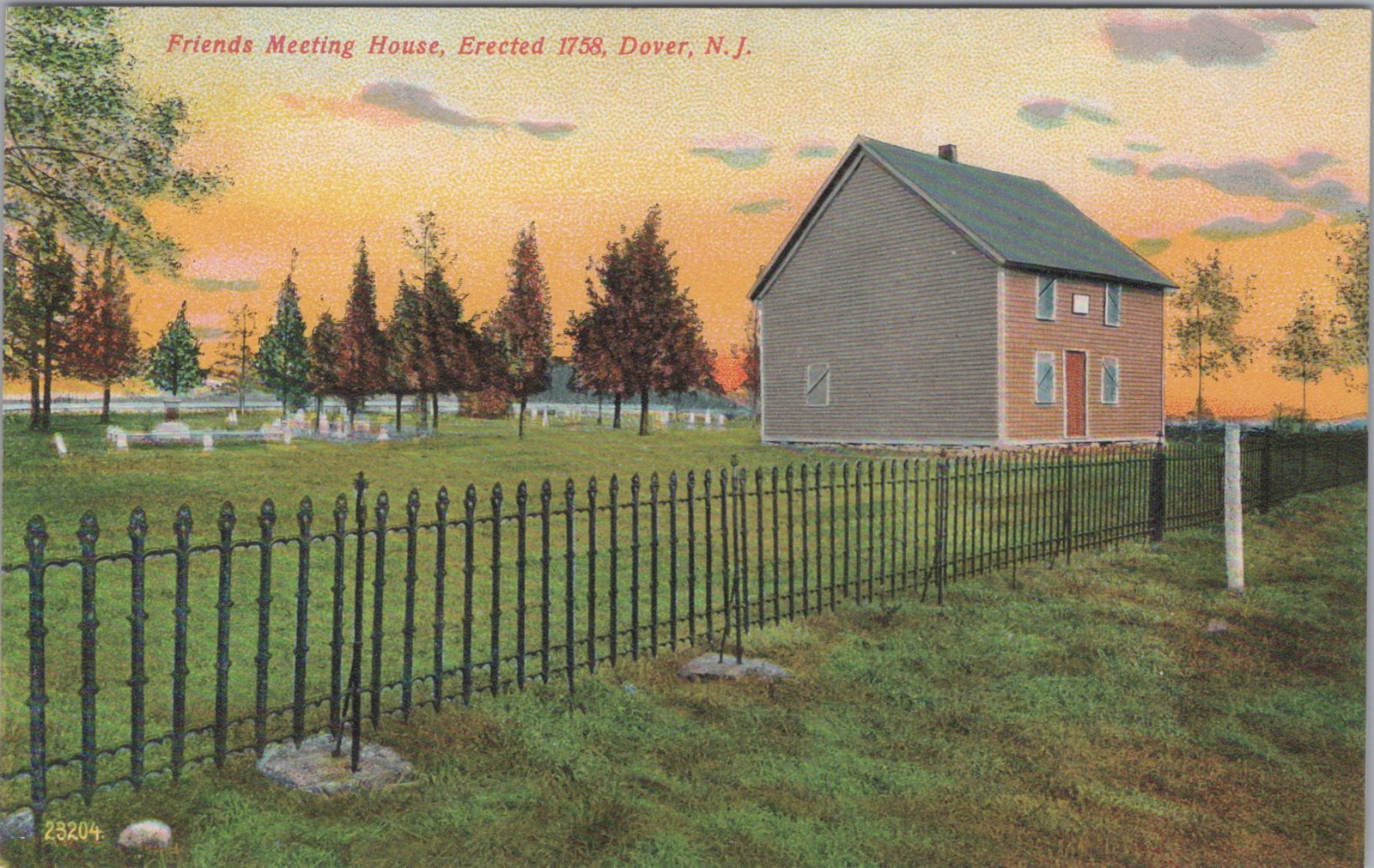 Friends Meeting House Dover New Jersey NJ 1910s Cemetery Postcard