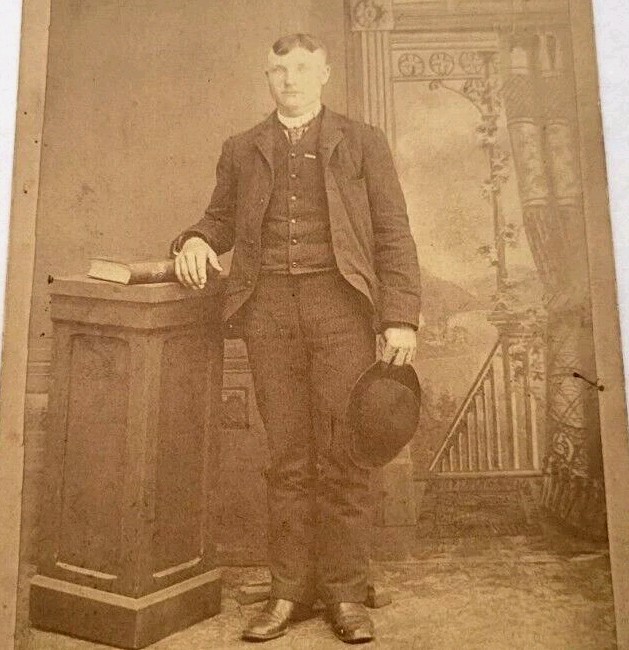 1800s Wm W.  Hallar Personalized on back Cabinet Card Studio Photo Victorian Era