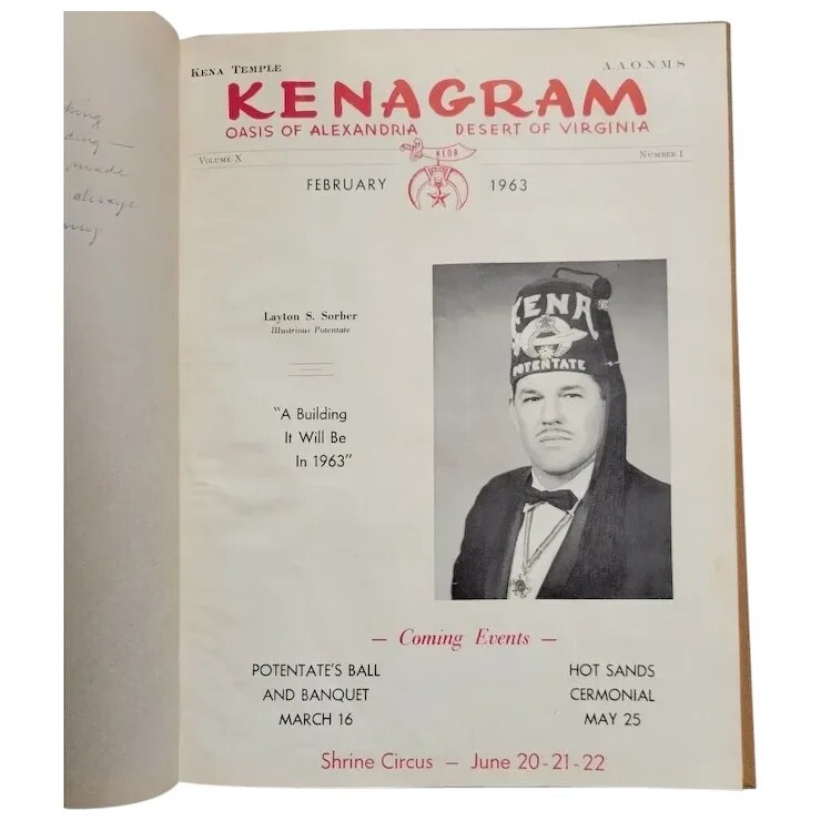 Kena Shrine Newsletters from 1963 Arlington Virginia KenaGram Bound copy