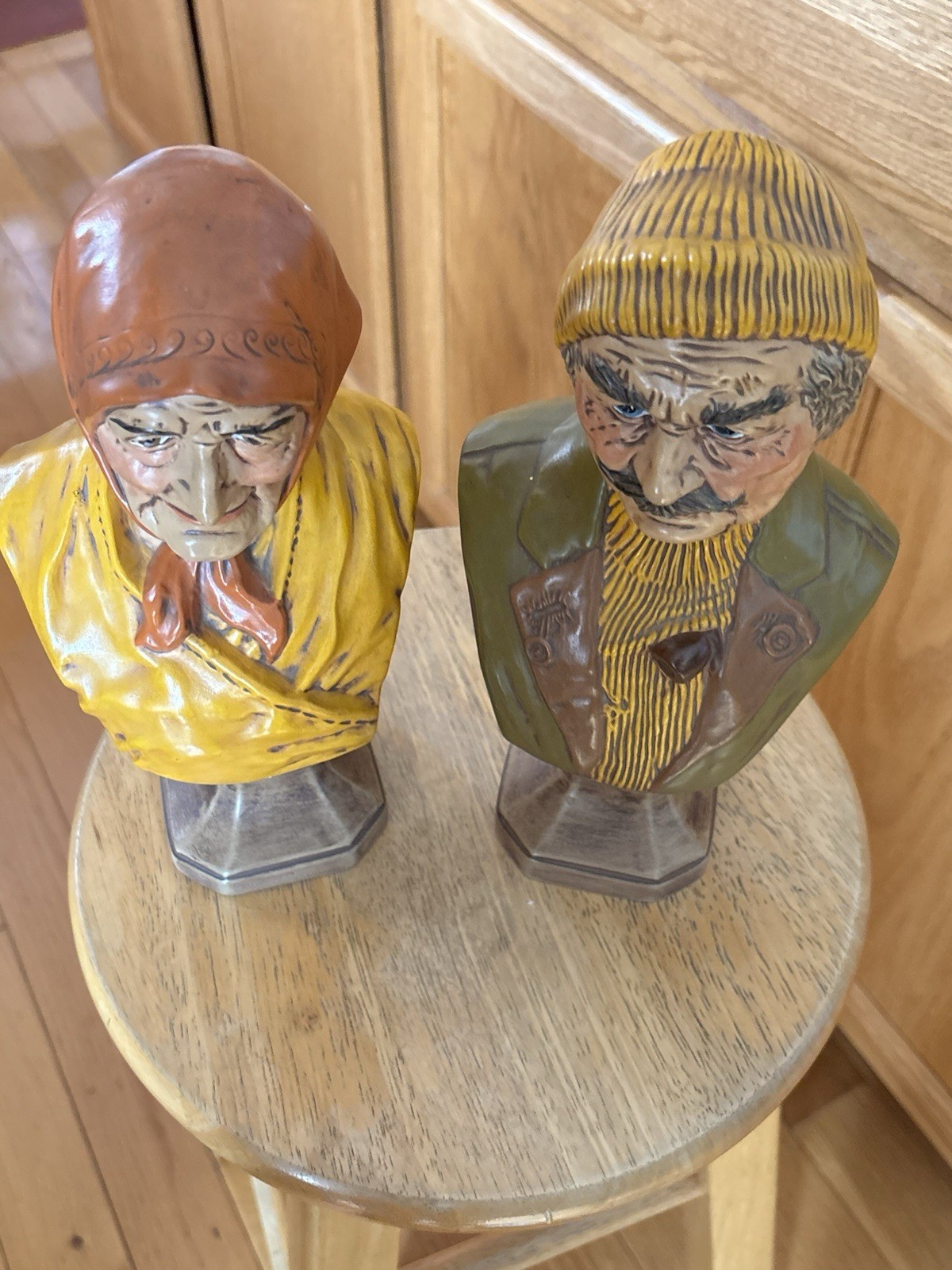 Vintage Old Swiss Man And Woman Bust Figure Sculpture Home decor Rare Set