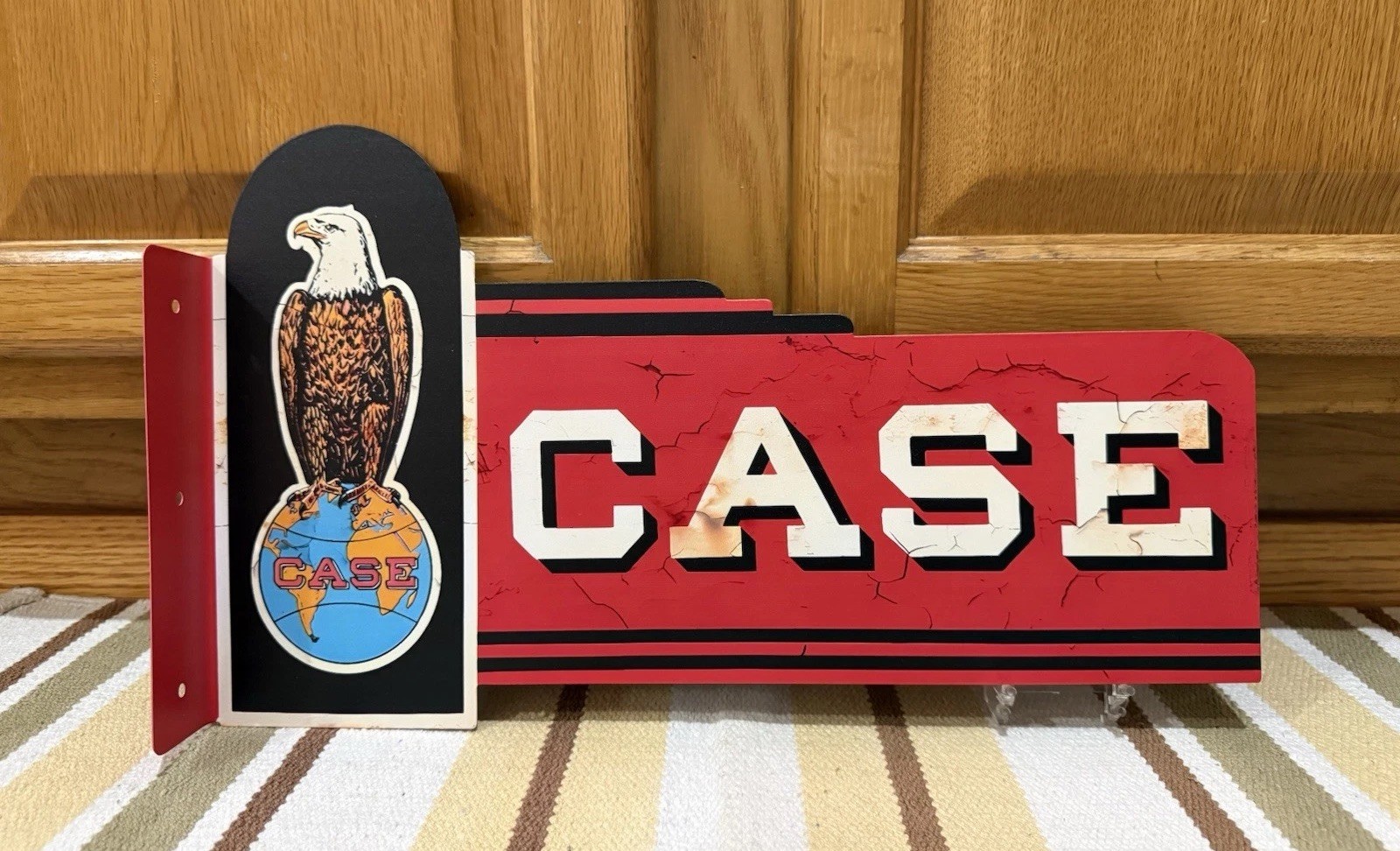 Case Farm Flange Sign Tractor Parts Eagle Double Sided Vintage Style Wall Decor