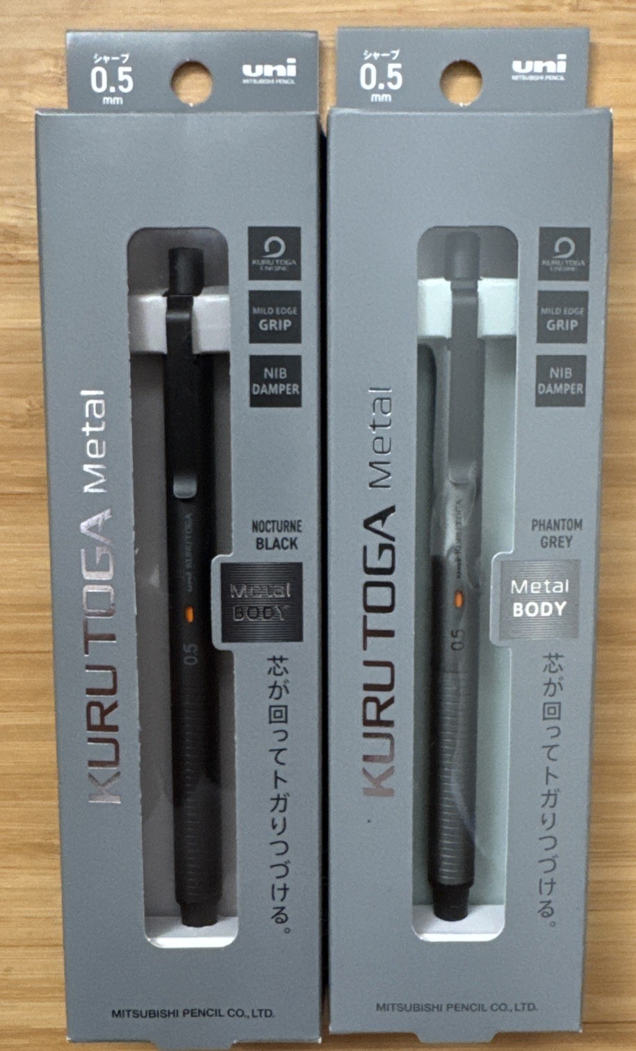 Set of 2 UNI KURU TOGA METAL 0.5mm Mechanical Pencils M5KH Black /Grey Body New Set of 2 UNI KURU TOGA METAL 0.5mm Mechanical Pencils M5KH Black /Grey Body New