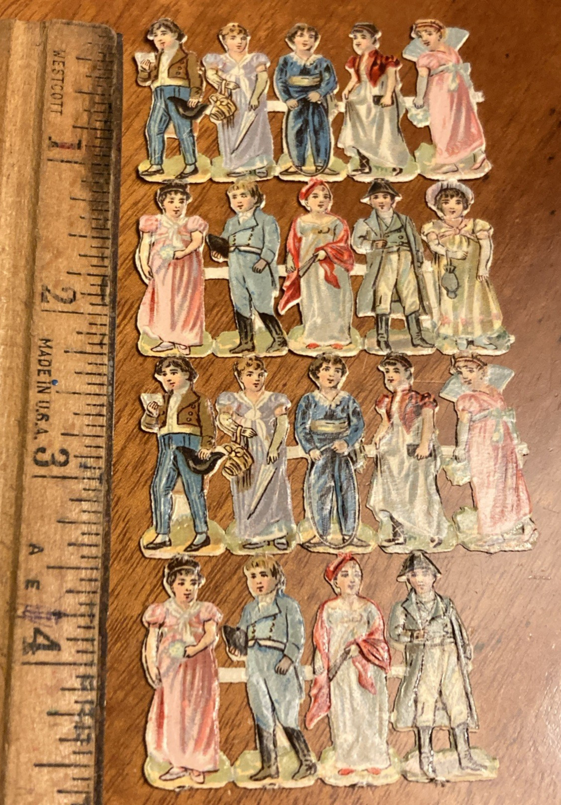 19 Antique Victorian  Die Cut Scrapbook Embossed Well Dressed Young Men & Women