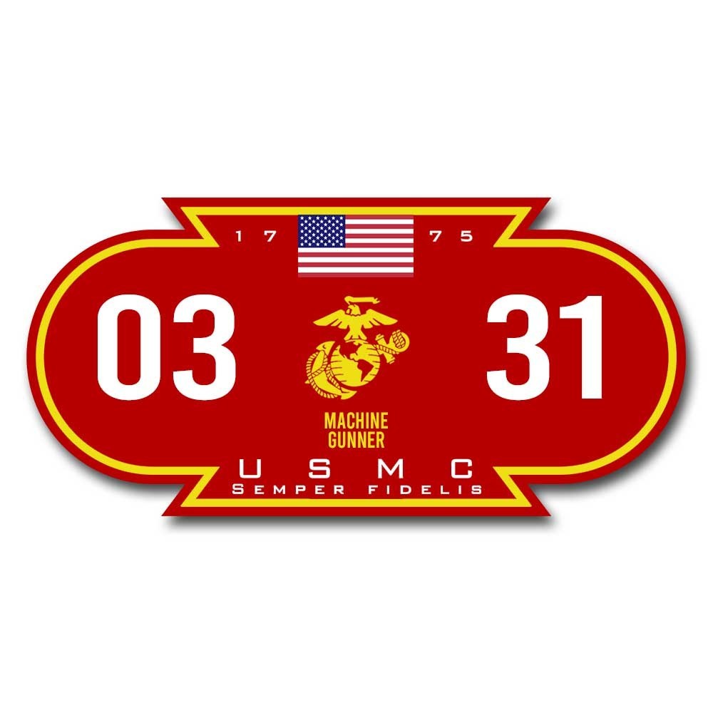 STICKER USMC MOS 0331 MACHINE GUNNER Marine Corps Prior Service Marine 5\