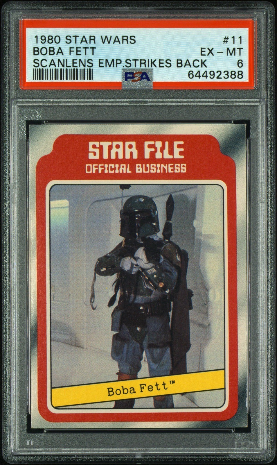 1980 Star Wars Scanlens #11 Boba Fett Rookie Star File PSA 6—POP 7, 3 Higher