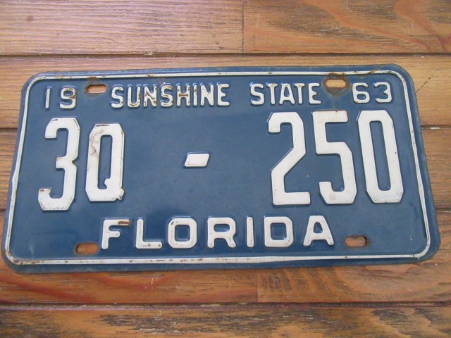 1963 Florida license plate, Hillsborough county, Antique Auto, YOM