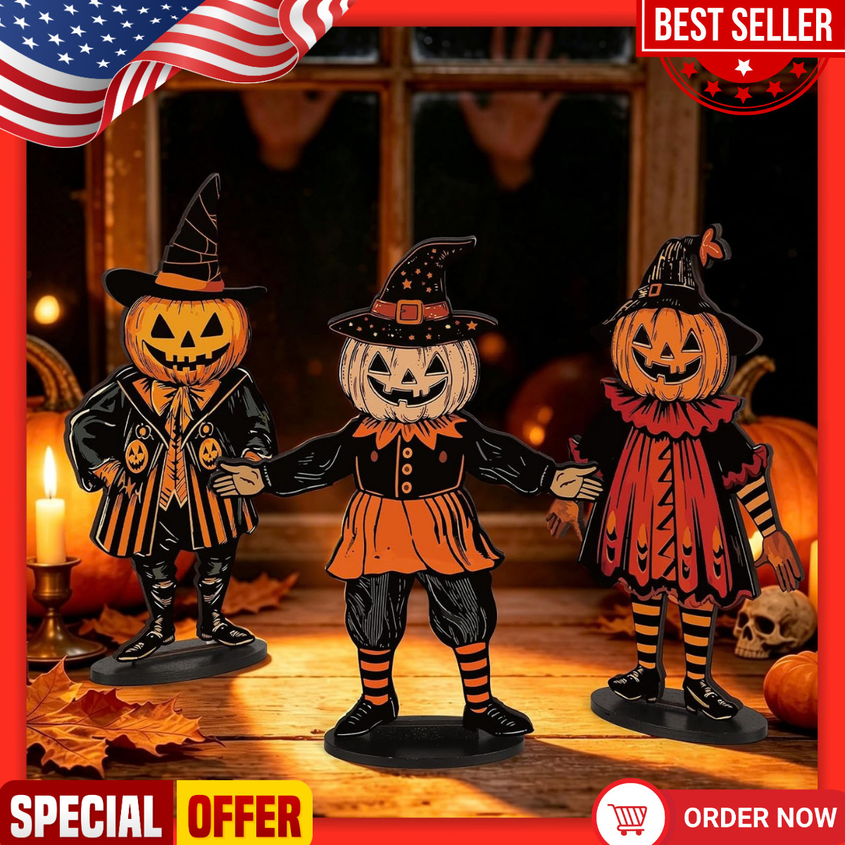 3 Pcs Vintage Halloween Decorations Indoor Retro Pumpkin Ghost 3 3 Pcs Vintage Halloween Decorations Indoor Retro Pumpkin Ghost 3